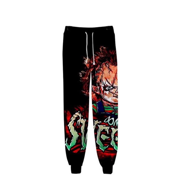 

потомство чаки sweatpants мужчины фитнес 3d printed дух doll joggers high street шаровары ужастик мужские брюки одежда, Black