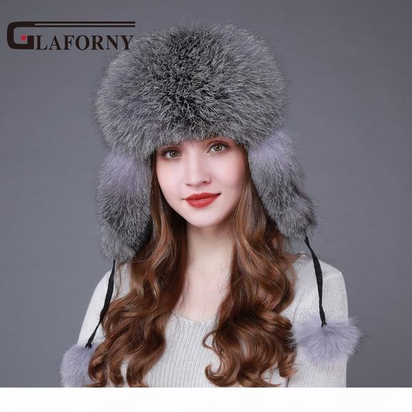 

wholesale- glaforny 2017 super fur hat winter ushanka cossack bomber cap with fur earmuff warm russian women leifeng hats, Blue;gray