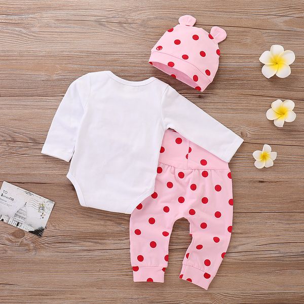 

polka dot newborn outfits set cute giraffe infant clothing with hat winter autumn baby clothes for girl d25 y200803, White