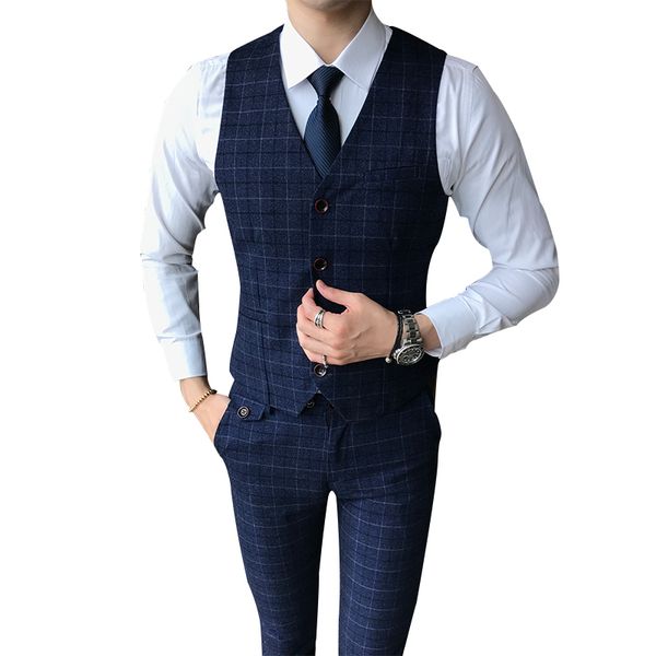 

striped men's suit pants and vest, autumn new vest + trousers blue red green waistcoat pant set size s-5xl, Black;white