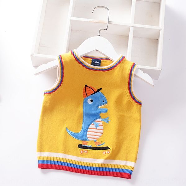 

boys' korean 20 new pullover vest baby cartoon dinosaur pullover sweater children's vest sweater, Blue