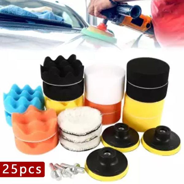 

25pcs woolen sponge buffing waxing pads kit for polishing machine with m10 drill