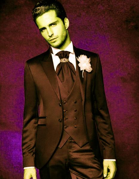 

classic peak lapel wedding tuxedos slim fit suits for men groomsmen suit three pieces prom formal suits (jacket+pants+vest+tie) w170, Black;gray
