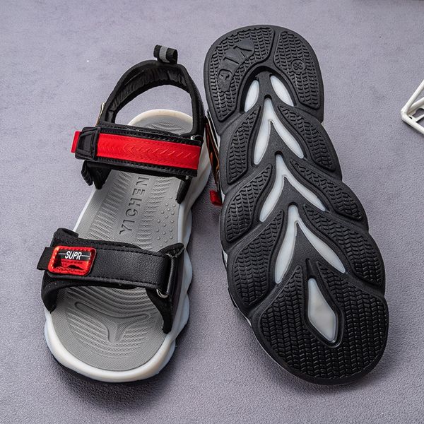 

new 2020 and men's casual open-toed men's sandals outdoor sandals, Black;red