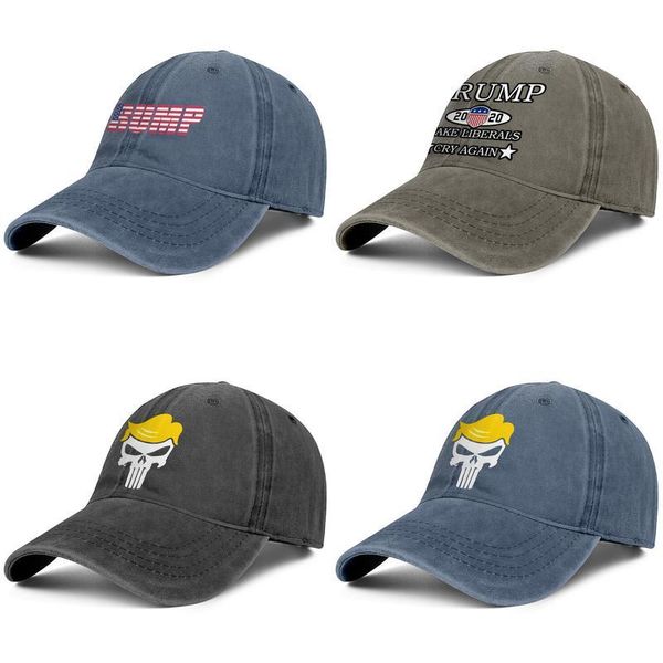 

stylish trump 2020 punisher denim baseball cap golf personalized hats flag us make liberals cry again usa keep america great top, Blue;gray