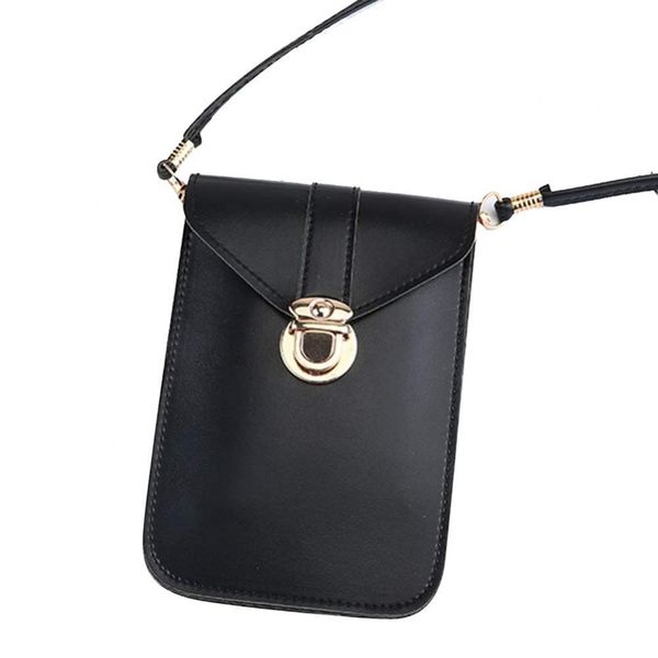 

pu leather touchable phone bag crossbody shoulder bag, Black;red