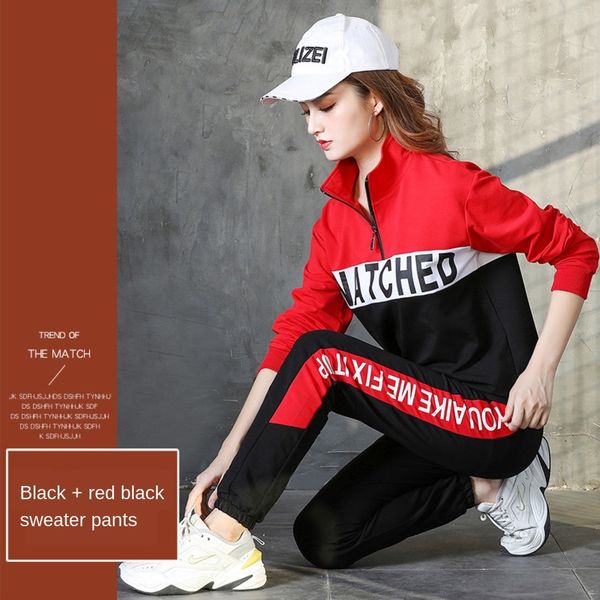 

new square dance costume hip-hop hip hop team performance costume loose home clothing clothing leisure home clothes, Black;red