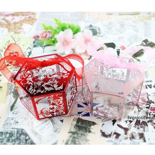 

hexagon hollow floral print candy box holder gilding gift case for wedding party 40ja