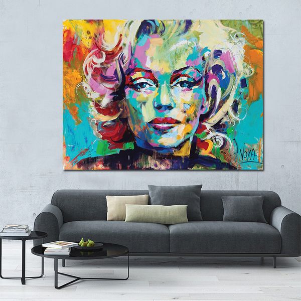 

knife oil painting marilyn monroe canvas print on canvas large size portrait poster for living room wall cuadros