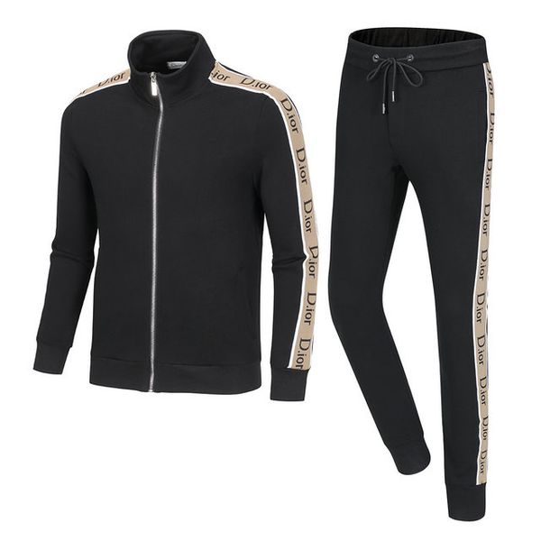 

mens tracksuit mens designer tracksuits sports suit printed color strip cardigan 2020 new men sportswear fashion mens clothing brand jacket, Gray