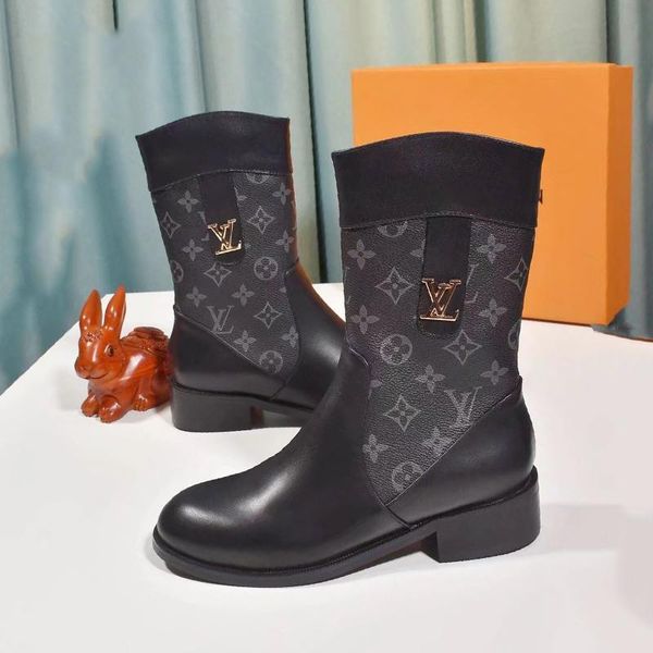 

женщины мартин сапоги mid -calf luxury chaussures de femme мода женская обувь пинетки vintage style bottes femmes lady обувь casual корабль, Black