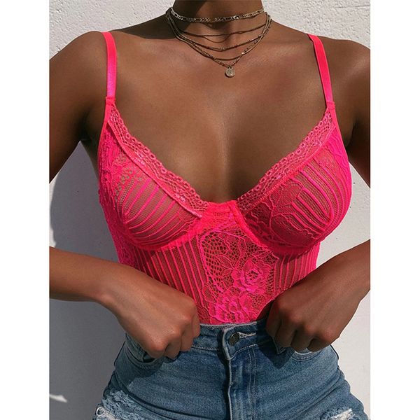 

yimunancy floral embroidery lace bodysuit women fashion 5 colors boydsuit ladies bodycon skinny bodysuit overalls, Black;white