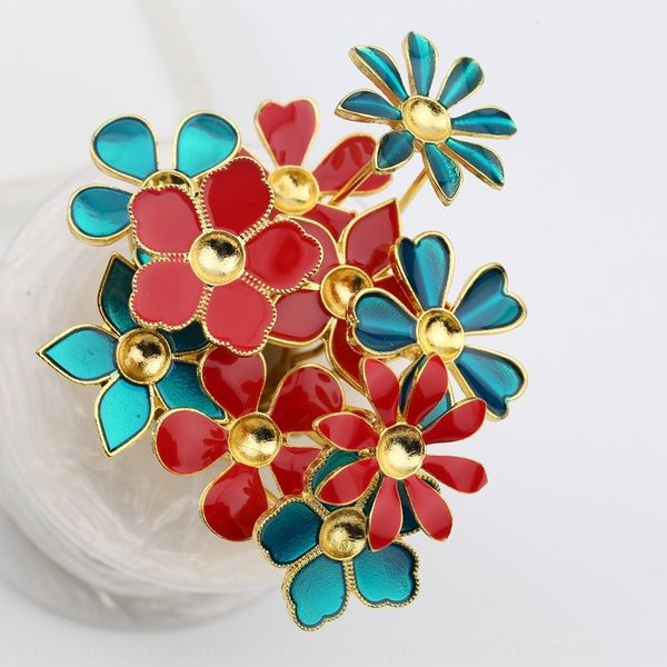 

bpe5m bride's red daisies imitation cloisonne dripping oil diy headdress flower hair accessories diy antique hairpin headdress handmade, Silver