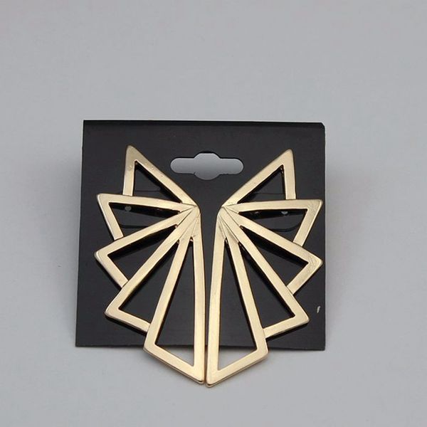 

2018 new geometric earring fashion punk golden triangle fan shaped big ear stud earrings for women brincos grandes, Golden;silver