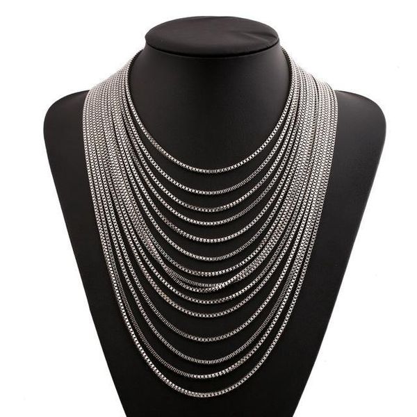 

rainbery multilayer long tassels maxi necklace chains 15 gold silver black retro exaggerated accessories jewelry for women