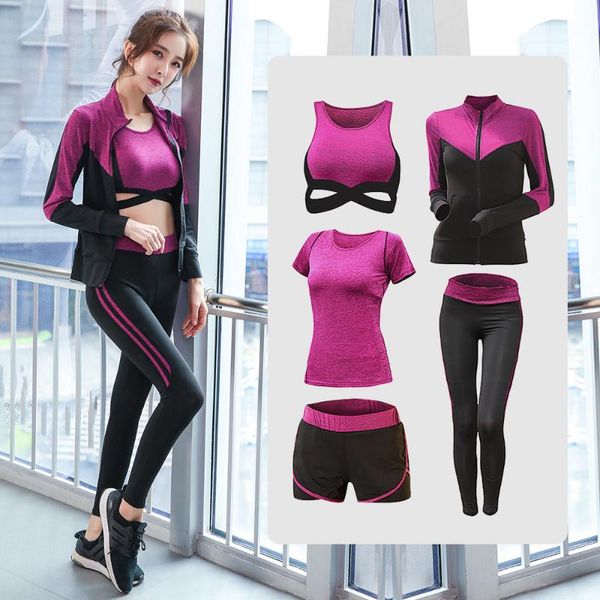 

women's yoga set running sportswear woman quick dry gym clothes leggings + bra + jacket fitness legging workout yoga suit, White;red