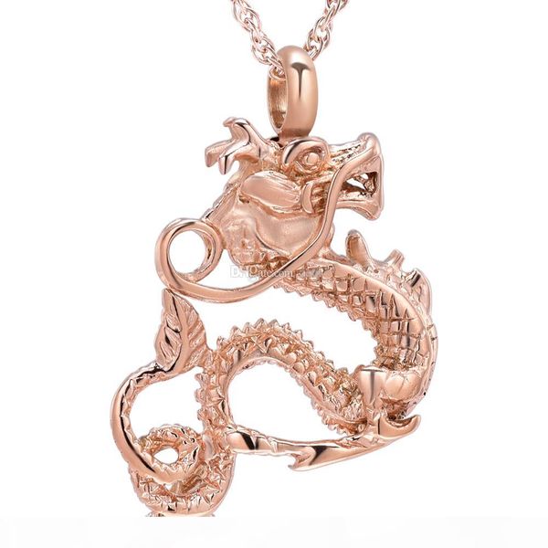 

cremation jewelry stainless memorial dragon locket pendant ash necklace rose gold black keepsake urns for man, Silver