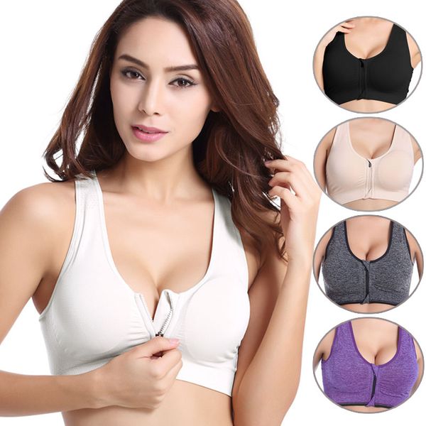 

veqking women zipper push up sports brasplus size xl padded wirebreathable sports fitness gym yoga sports bra top, White;red
