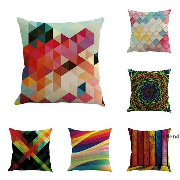 

cotton linen pillow cushion abstract geometry pattern pillowcase colorful flax car office sofa pillowslip selling 5 5ny l1