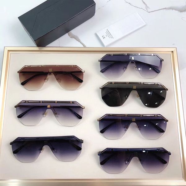 

metal siamese sunglasses mod9089 men's and women's sunglasses small temple visor mirror square rivet decoration with original box, White;black
