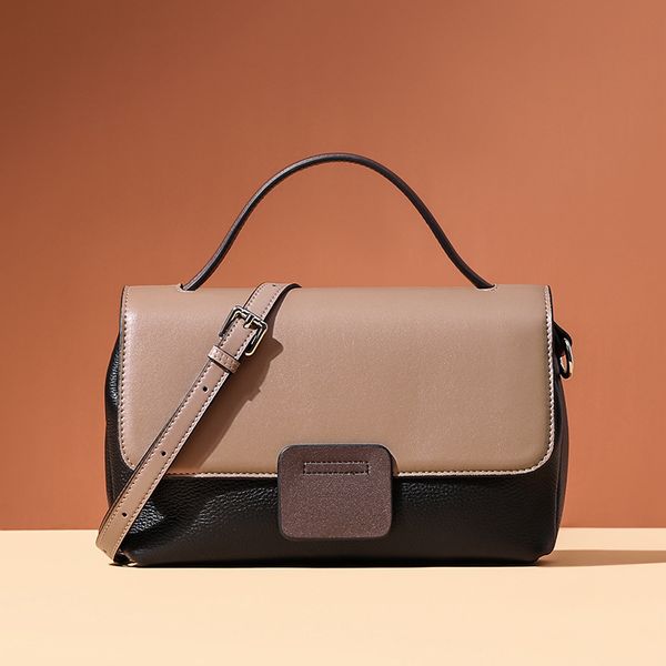 

europe and america two color options new pattern famous name fashion handbag color contrast genuine leather inclined single shoulder bag