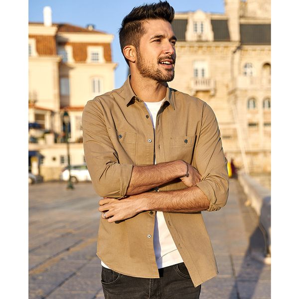 

kuegou brand men's long sleeve shirts men fall casual and comfortable cotton embroidery fashion men's shirts bc-6876, White;black