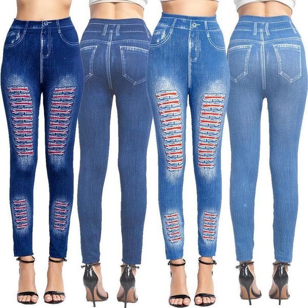

dihope high elastic waist leggings hollow out denim leggings pencil pants plus size 3xl fitness pants slim fit trousers, Black