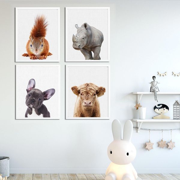 

animal rhino wall art canvas posters and prints panada cow painting wall pictures for kid bedroom living room modern home decor