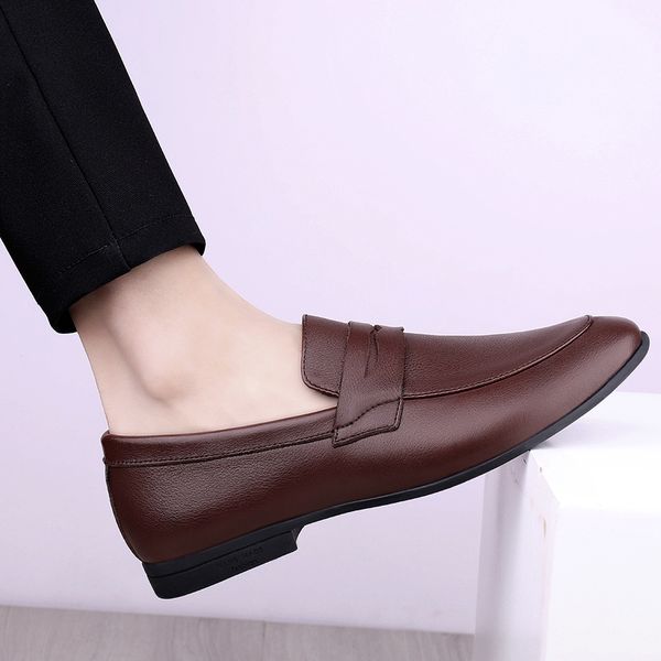 

slip leather shoes sapato on casuales sports spring sapatos de zapatos boots 2020 fashion mens male man masculino sneaker, Black