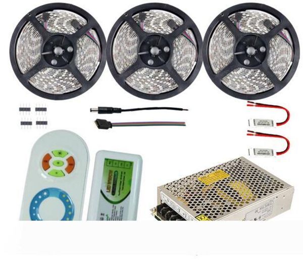 

20m 15m 10m 5m Dual Color LED Strip Lights 5050 smd Waterproof IP65 Reel Lights + RF Remote Controller + Power Supply Adaptor Kit CE ROSH