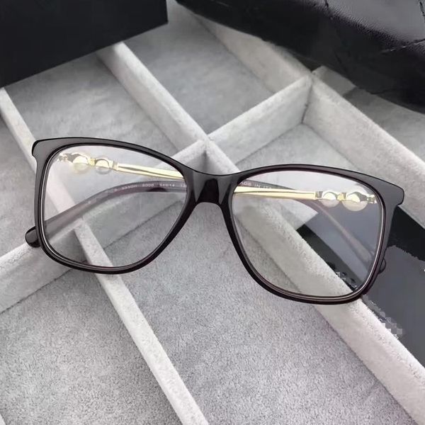 

2020 new fashion design eleglant female pearl-decorated eyewear frame hc3330 imported plank frame for prescription glasses full-set case