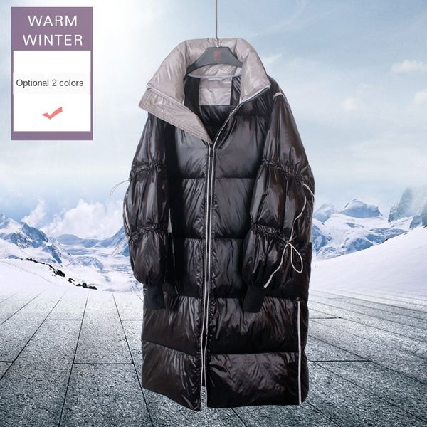 

women's 2020 new off-season mid-length overknee bright jacket down jacketwindbreaker down jacket face east gate wind coat, Black