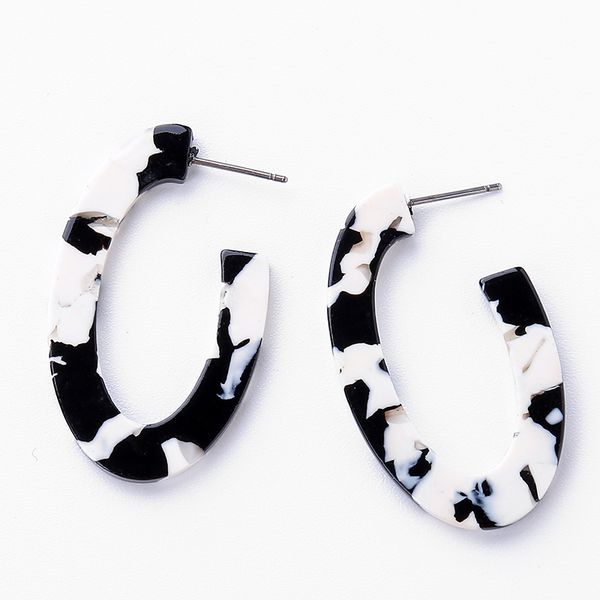 

geometric hoop earrings acrylic retro wind earrings leopard resin for women tortoiseshell exaggerated eardrop oorbellen, Golden;silver