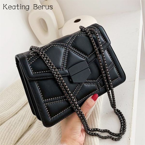 

stone rivet leather crossbody bags for women 2020 tiny shoulder messenger bag vintage chain handbag lady cross body bag