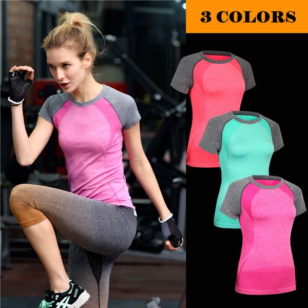 

sportswear c ultra-stretch yoga running gymnastics quick-dry sports short sleeve t-shirt wa12 suitable for, Black;blue