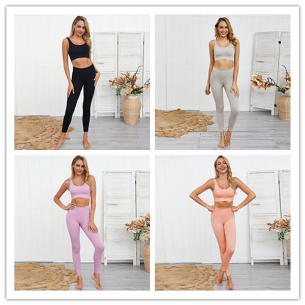 

2020 women's yoga set seamless sportswear 2-piece gym yoga clothes sports bra and leggings running wear skinny sports set suits, White;red