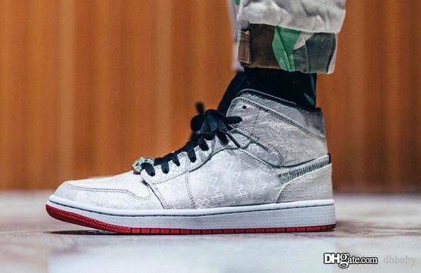 

new authentic clot x air high 1 mid fearless men basketball shoes woven nylon upper retro sports sneakers cu2804-100 with box