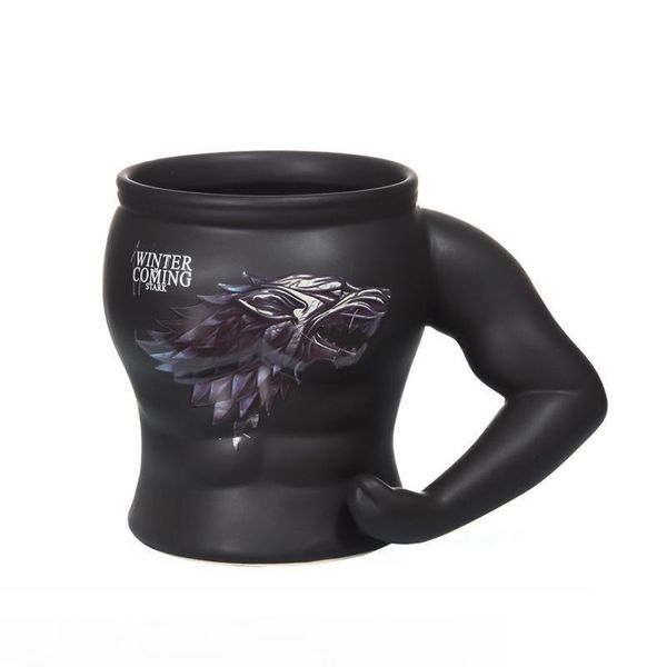 

unique muscle ceramic cup fashion heat resistant movie theme cups cartoon monolayer winter coming stark creative mug 13fg jj