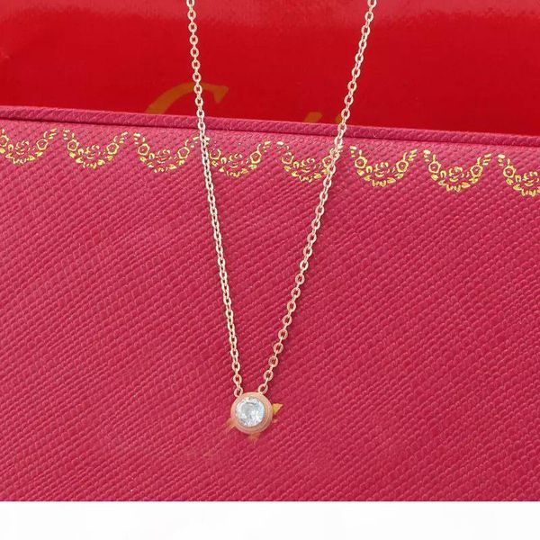 

l singel cz diamond pendant rose gold silver color necklace for women vintage collar costume jewelry with original box set