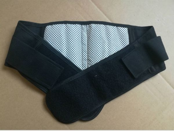 

adjustable tourmaline self-heating magnetic therapy waist belt lumbar support back waist support brace double banded /100pcs, Black;gray