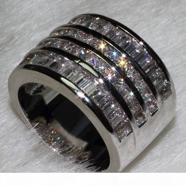 

оптовые ювелирные изделия free роскошные ювелирные изделия princess cut 10ct топаз diamonique 10kt белое золото заполненные размер свадебные, Silver