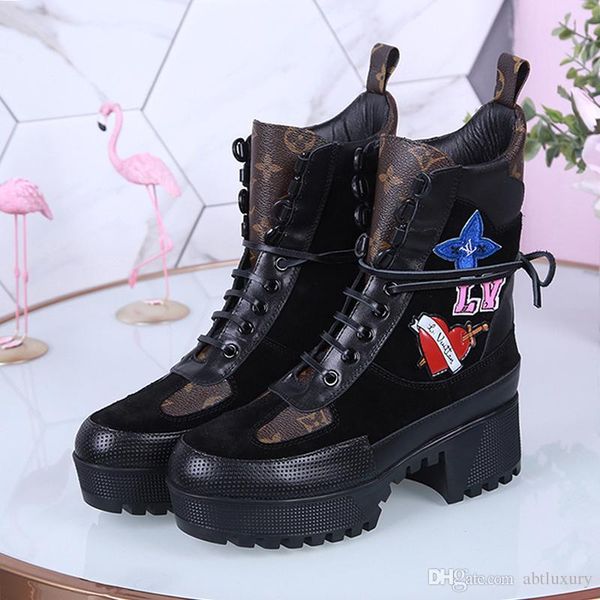 

women boots fashion shoes luxury chaussures de femme lady casual shoes for party luxury footwears laureate platform desert boot sale, Black