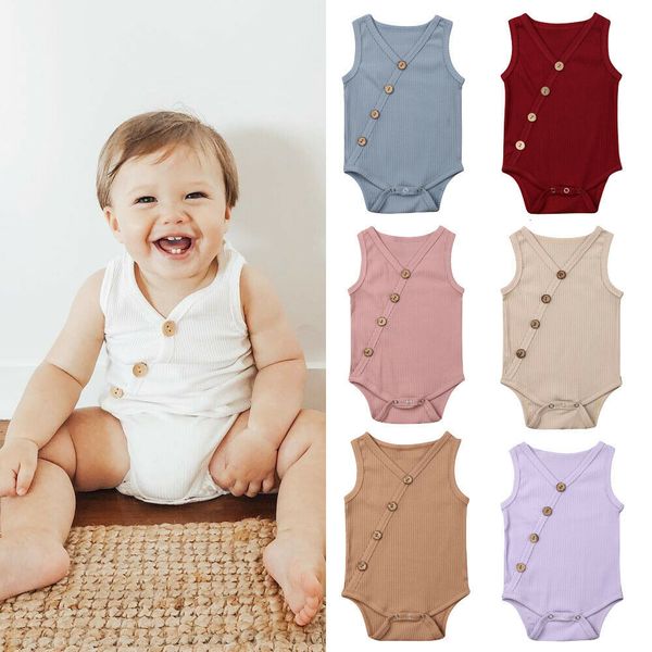 

new summer newborn toddler boy girl solid jumpsuit cotton bodysuit outfit, Blue
