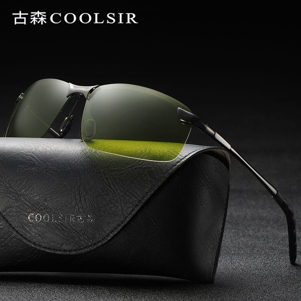 

men's anti-blue discoloration polarized sunglasses classic half frame night vision discoloration shades, White;black