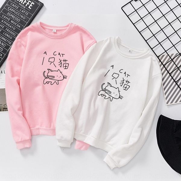 

a cat black and white for women korean coat sweater sweater style loose student couple wear velvet long sleeve coat 557#