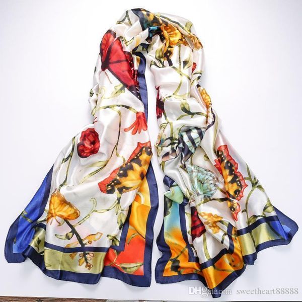 

11styles 100% silk shawl wrap women's long wrap shawl beach silk scarf red flora black sparkly rectangle scarves 90x180cm 35"x70&q, Blue;gray