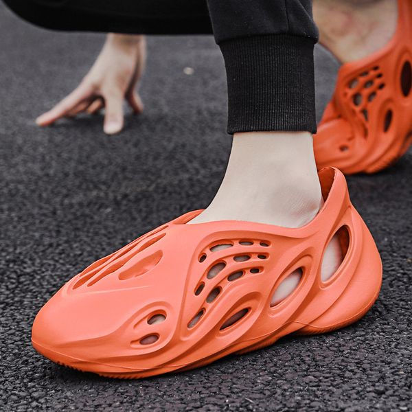 

baotou coconut cave shoes summer hollow sandals breathable lovers beach shoes quick sell large letters lazy shoes, Black