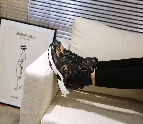 

new luxury ladies casual shoes fashion wild sports shoes outdoor high to help women's shoes original box packaging fast delivery, Black