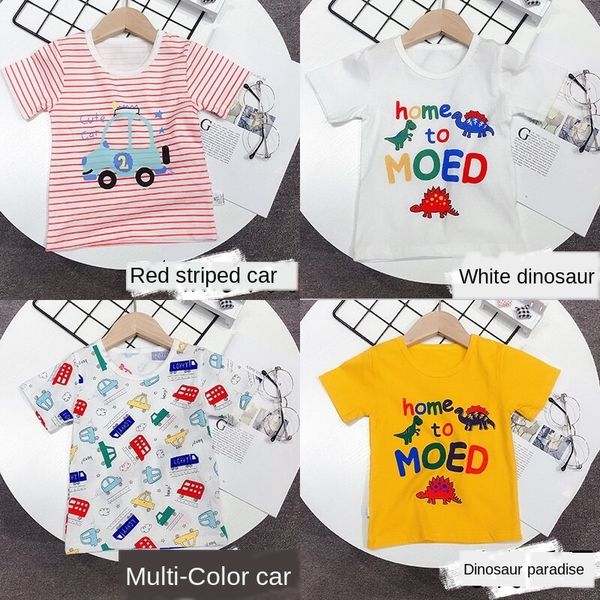 

pure cotton baby cartoon t-shirt children's short-sleeved t-shirt boys and girls base half-sleeved middle-sized children's, Blue