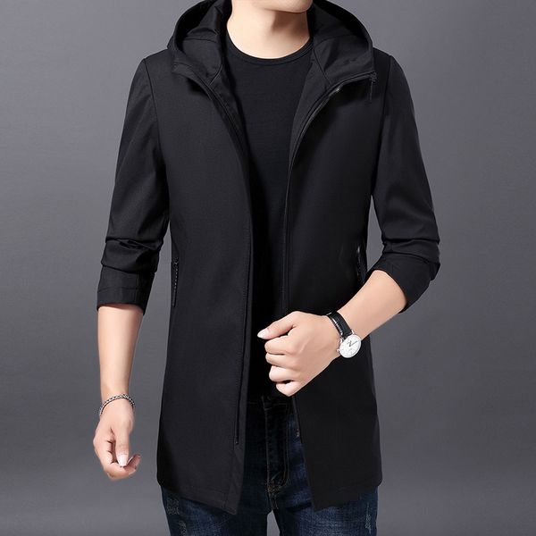 

2020 новых красивая куртка coatjacket мужских с капюшоном пригонки вскользь пальто молодого и средний возраст пальто модно средняя длина, Tan;black
